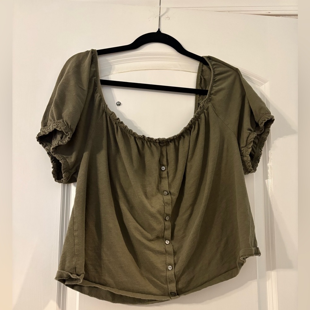American Eagle Outfitters Olive Green Blouse